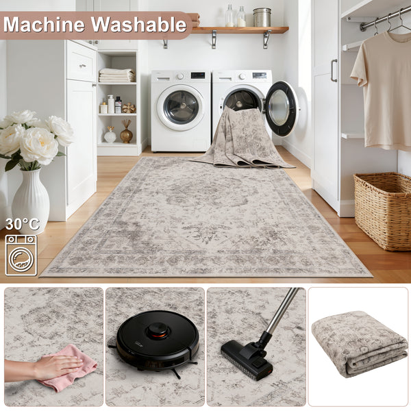 Waschbarer Designer Teppich Für Wohnzimmer, Küche, Flur, Teppichläufer. BEIGE