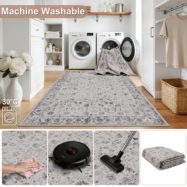 Waschbarer Designer Teppich Für Wohnzimmer, Küche, Flur, Teppichläufer. CREAM