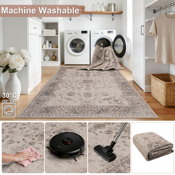 Waschbarer Designer Teppich Für Wohnzimmer, Küche, Flur, Teppichläufer. BEIGE