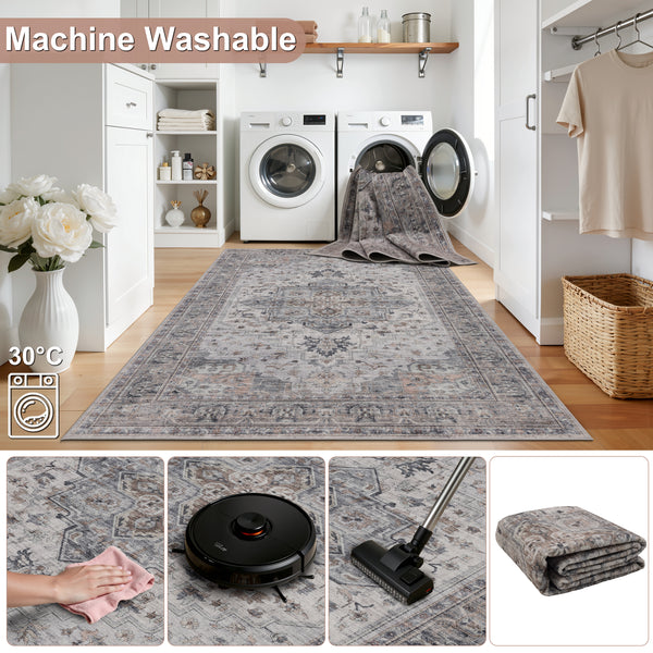 Waschbarer Designer Teppich Für Wohnzimmer, Küche, Flur, Teppichläufer. BEIGE