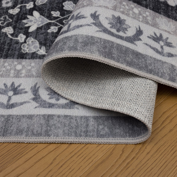 Waschbarer Designer Teppich Für Wohnzimmer, Küche, Flur, Teppichläufer. SCHWARZ