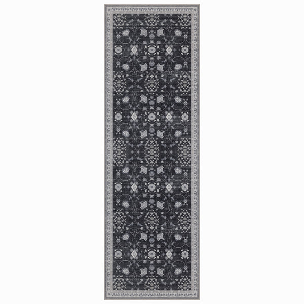 Waschbarer Designer Teppich Für Wohnzimmer, Küche, Flur, Teppichläufer. SCHWARZ