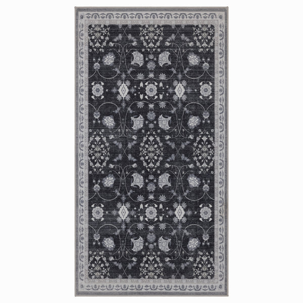 Waschbarer Designer Teppich Für Wohnzimmer, Küche, Flur, Teppichläufer. SCHWARZ