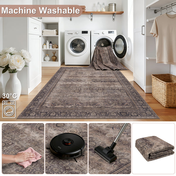 Waschbarer Designer Teppich Für Wohnzimmer, Küche, Flur, Teppichläufer. BRAUN