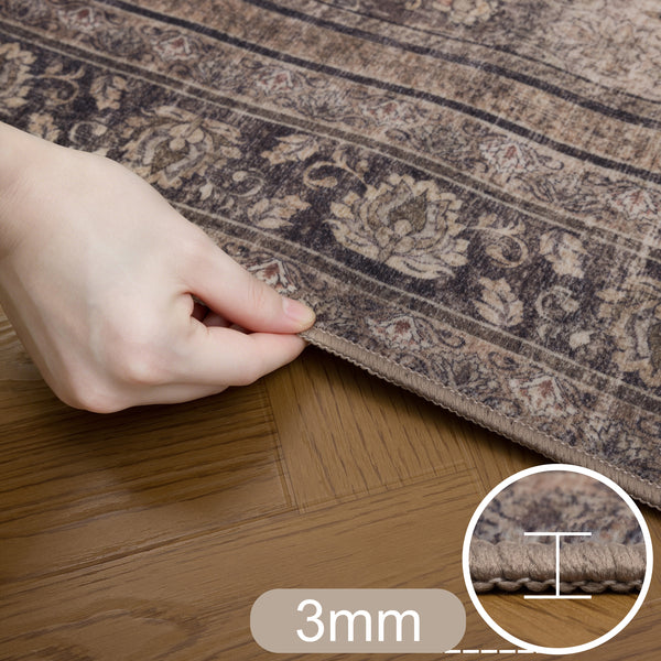 Waschbarer Designer Teppich Für Wohnzimmer, Küche, Flur, Teppichläufer. BRAUN