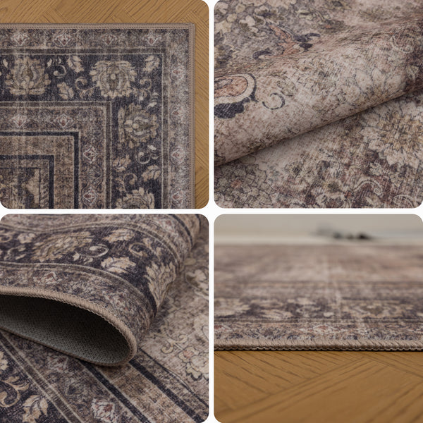 Waschbarer Designer Teppich Für Wohnzimmer, Küche, Flur, Teppichläufer. BRAUN