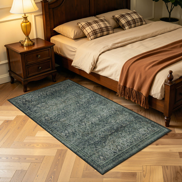 Waschbarer Designer Teppich Für Wohnzimmer, Küche, Flur, Teppichläufer. GRÜN