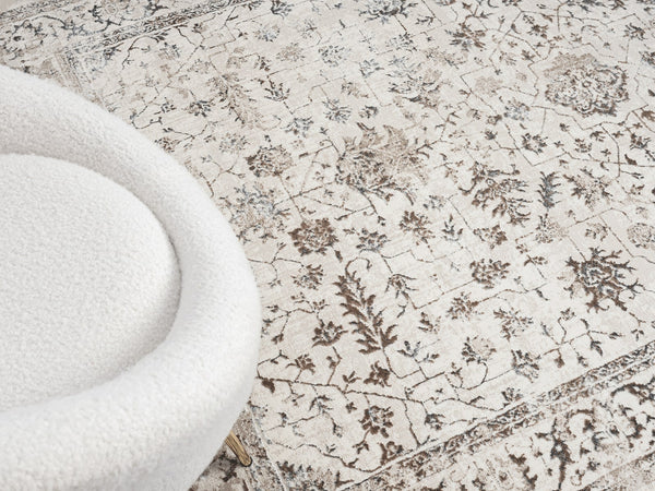 Designer Teppich Merinos Vintage Creme/Beige/Grau